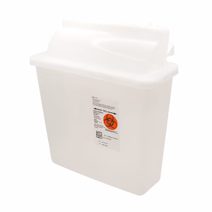 Collecteur déchets biomédicaux transparent – 1.4 L étanche et sécurisé